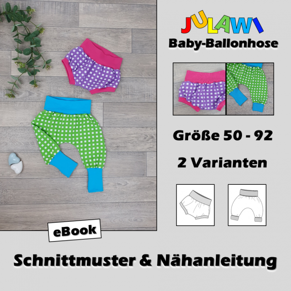 JULAWI Baby-Ballonhose eBook Schnittmuster Gr50-92